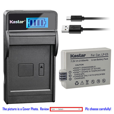 Kastar Battery LCD Charger for Canon LP-E5 LPE5 LC-E5 & Canon EOS Kiss F Camera