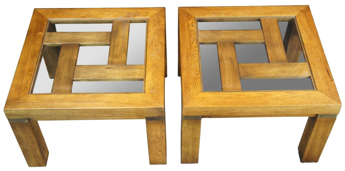 2 Vintage Drexel Heritage Woodbriar Square Oak Side Accent Tables 2 Vintage Drexel Heritage Woodbriar Square Oak Side Accent Tables