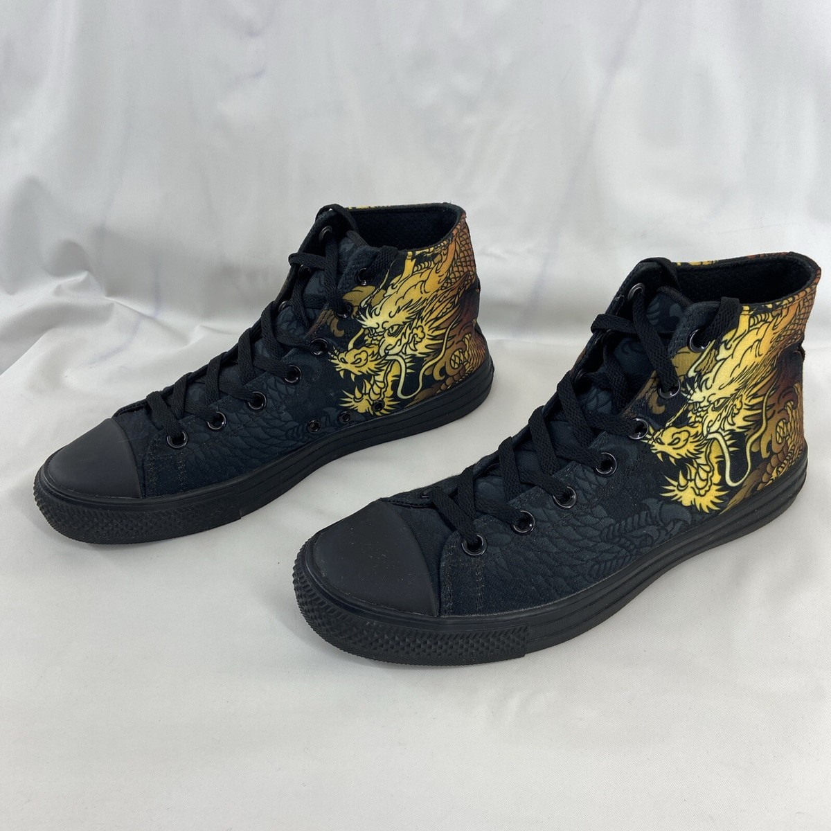 RAAD Shoes Sneakers Black Japanese Gold Dragon Shoes Size Men's 8M