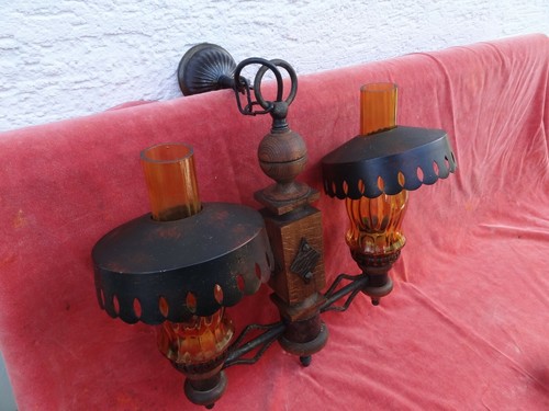 Deckenlampe "Eiche rustkal" Keller-Bar Lampe 2 flammig Echtholz - Bild 3 von 4