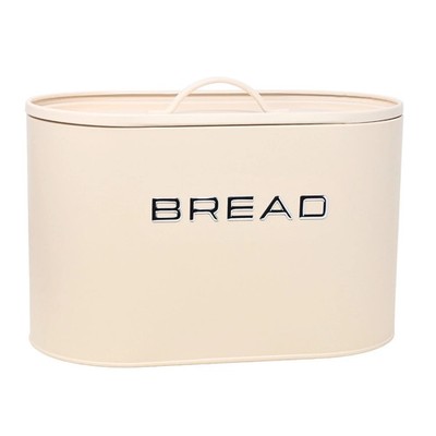 Brotkasten Creme Metall Küche Arbeitsplatte Lebensmittel Aufbewahrung Behälter Luftdicht Oval