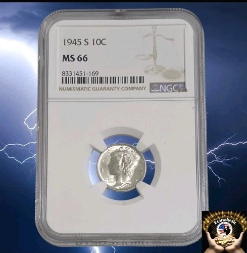 1945 S Mercury Dime 10c NGC MS66, Lustrous Pulled From Storage Needs A New Home