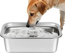 Stainless Steel 1.25 Gallon Large Dog Water Bowl Pet Food Feeder Dish Outdoor