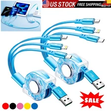 3 in 1 Multi Fast Charging Cable Retractable Multi Charger Ports for Cell Phones
