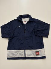 Vintage Nike Jacket Boys Small 8 Navy White Windbreaker Full Zip Swoosh 90s