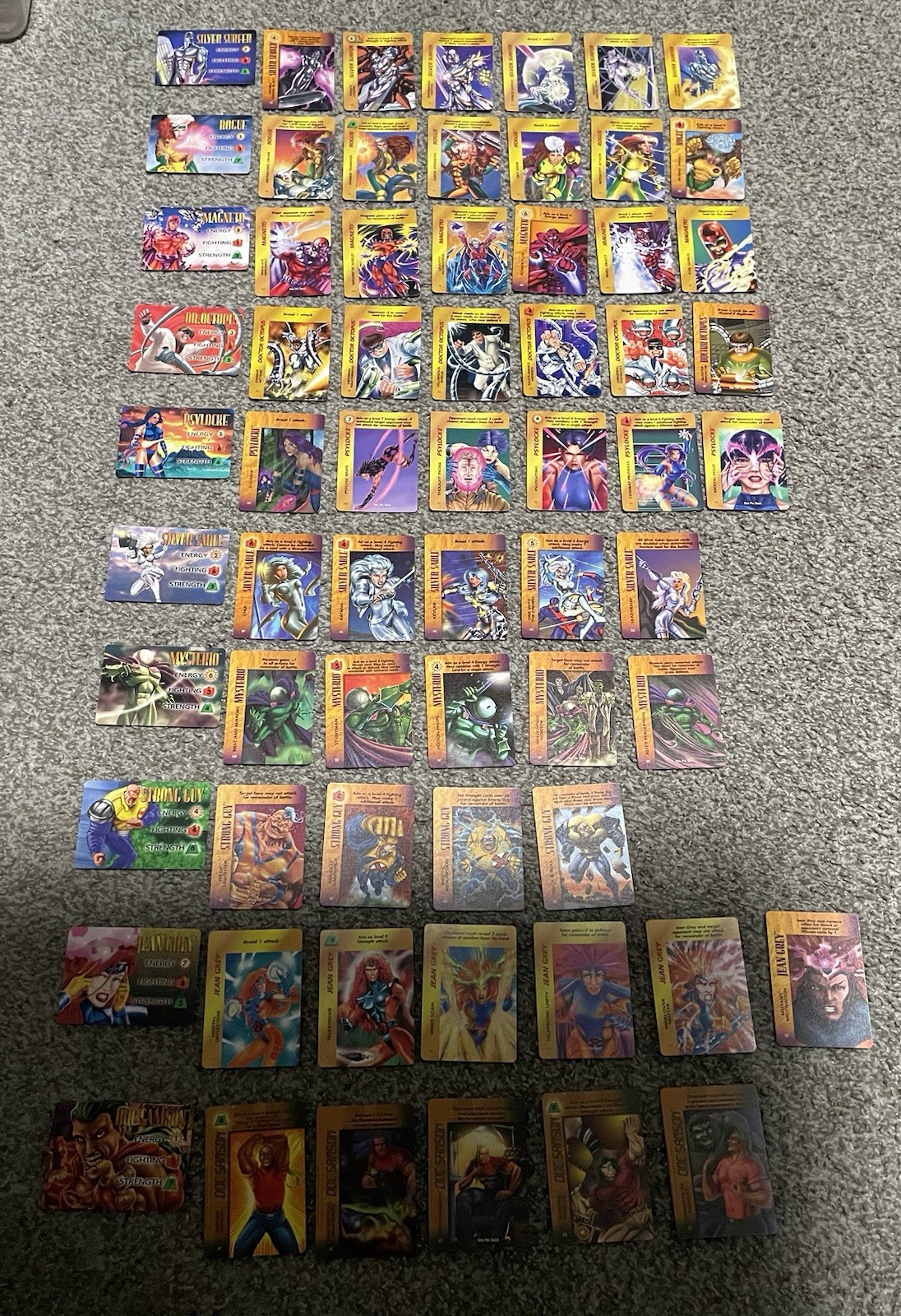 Lot of 65 Marvel Overpower Cards (Doc Samson, Magneto, Silver Surfer)