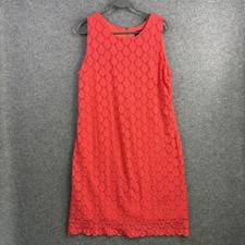 Ronni Nicole Women's Size 12 Coral Eyelet Lace Shift Dress Lined Sleeveless Knee