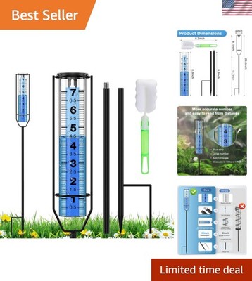 Adjustable Rain Gauge - 7'' Tall, Rust-Resistant, High-Stability Design