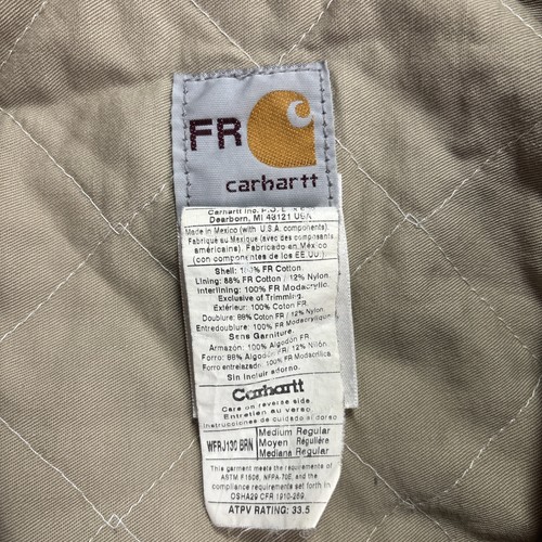 Chaqueta Carhartt FR Para Hombres Mediana Marrón EE. UU. Golpeada Algunos Usos Edredón Forrado WFRJ130 - Imagen 2 de 8