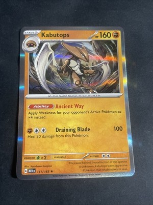 KABUTOPS 141/165 151 POKEMON ENGLISH (HOLO, NM)