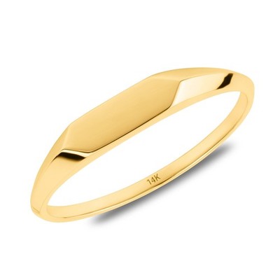 14K Yellow Gold Thin Signet Ring for Men and Women Solid Gold Signet Ring