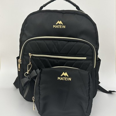 Matein Black Mini Backpack Waterproof Women Travel Bag USB Port Makeup Set