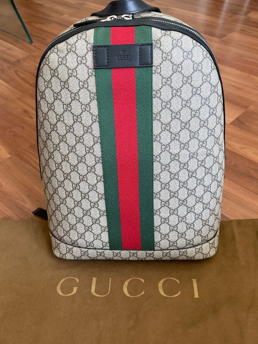 Authentic GUCCI GG supreme backpack (Green, Red and Beige) | eBay