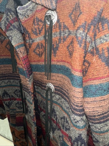 Vintage Woolrich Wool Navajo Pea Coat Womens Size S Aztec South Western USA - Picture 3 of 5