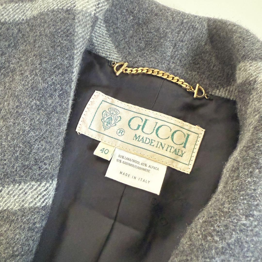 【GUCCI】1980s Check Pattern Chester Coat GUCCI 1980s Check Pattern Chester Coat Size 40 Heavy