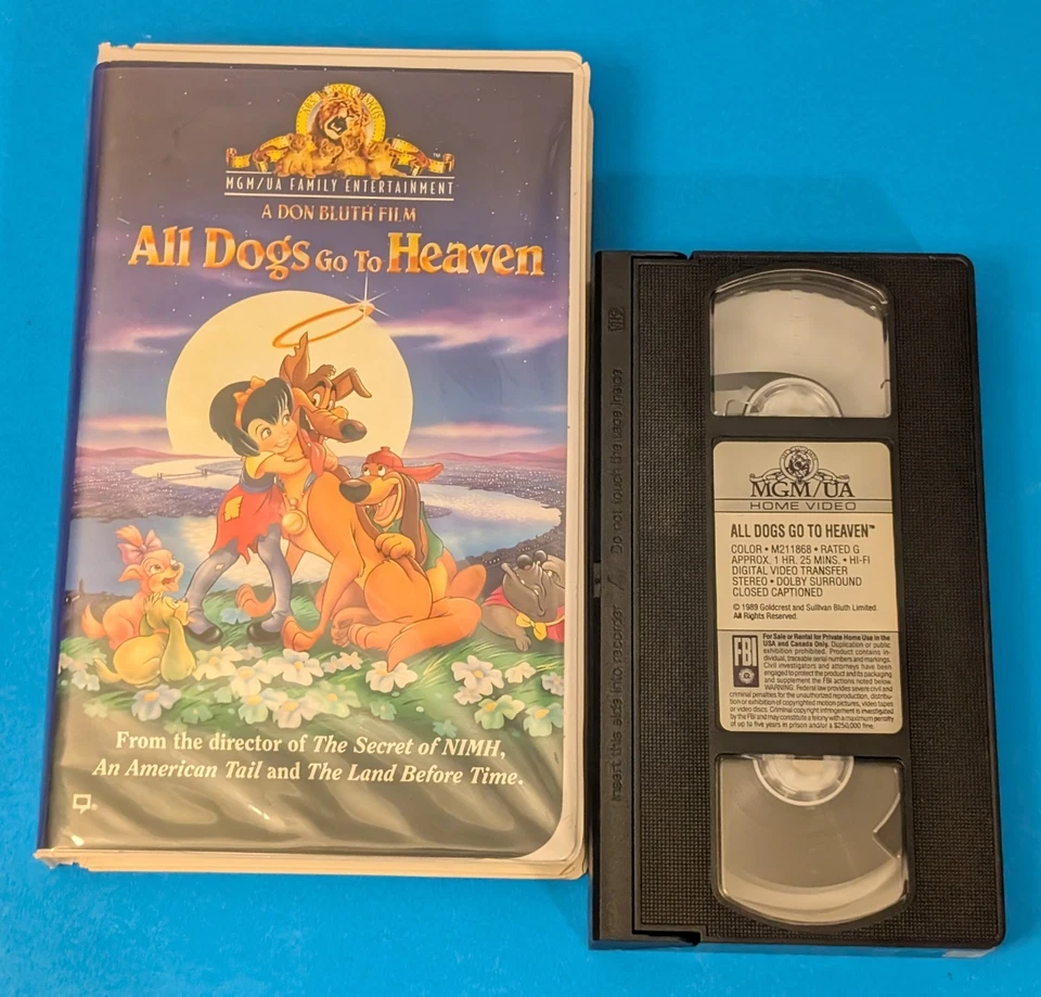 All Dogs Go to Heaven 1 & 2 VHS Lot - Don Bluth Family Video Tape Dom DeLuise - Image 3 of 4