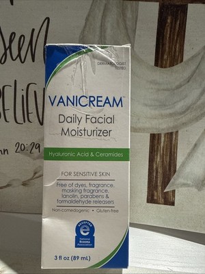 VANICREAM Daily Facial Moisturizer Hyaluronic Acid and Ceramides Skin 3 Fl Oz