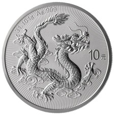 Moneta argento 1 oz China Dragon 2026 drago cinese 10 youan 999 argento FDC