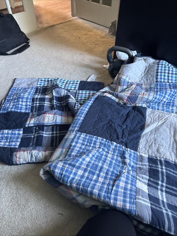 Retired Full Quilt Sham Set PBTeen Pottery Barn Teen Patchwork Plaid Multicolor