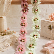 3D Organza Flower Trim Rosebud Center Bridal Hairpiece Wedding Gowns Veil Accent