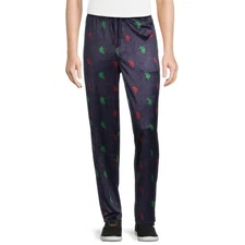 US Polo Assn Men XL Luxe Fleece Sleep Pant Blue with Red & Green Logo