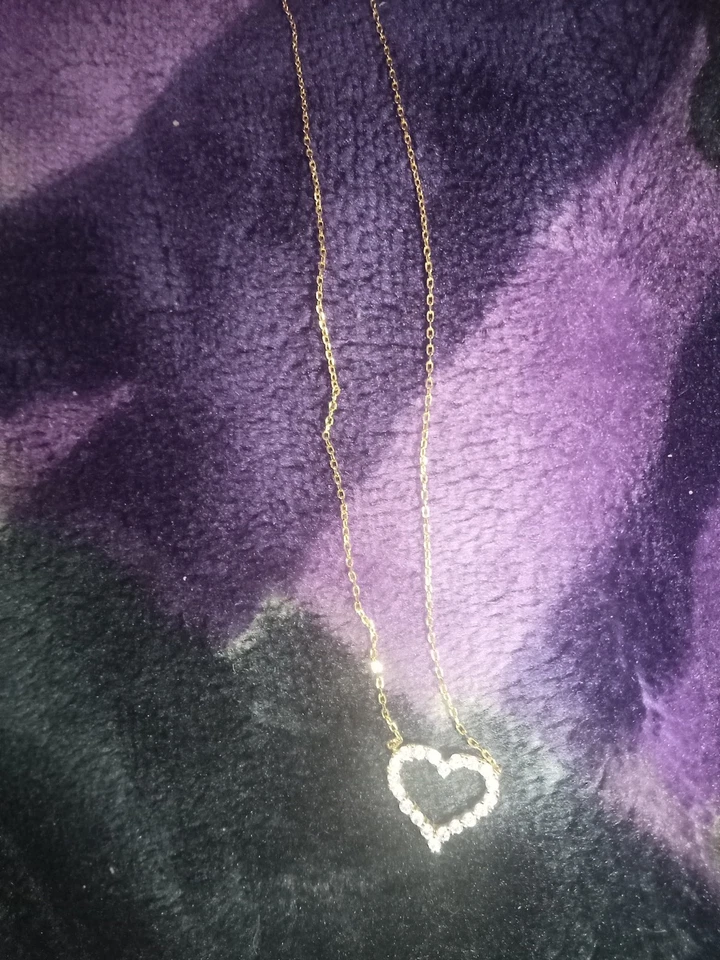 Ожерелье с подвеской в виде сердца с круглым лабораторным бриллиантом 0,50 карата покрытие желтым золотом 14 карат - Изображение 4 из 4