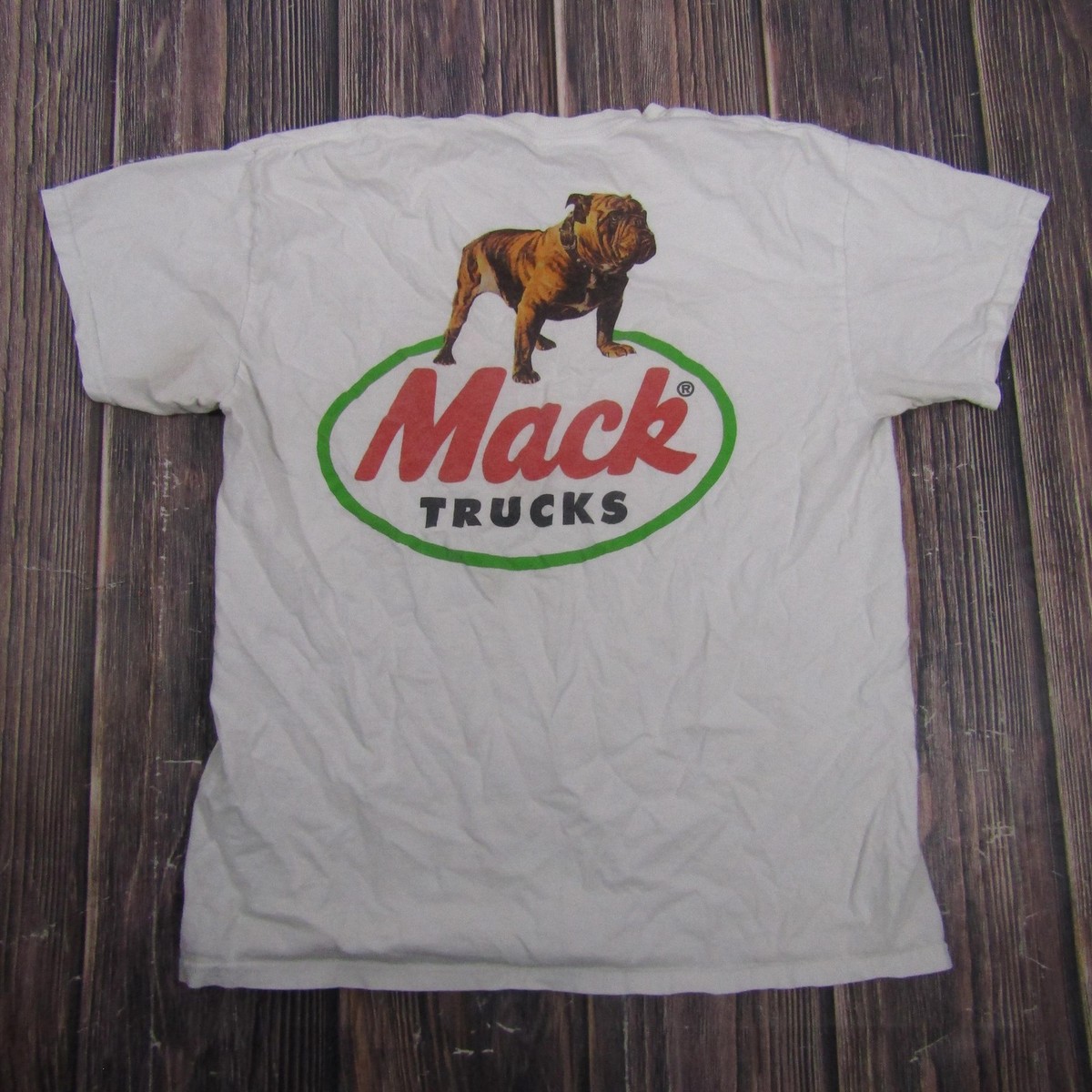 Mack Shirt Mens Large White Mack Trucks Bulldog Logo Graphic Tee T 