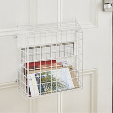 Letter Box Cage Mail Catcher Basket With Lift up Lid Metal Post Cage Mail Guard