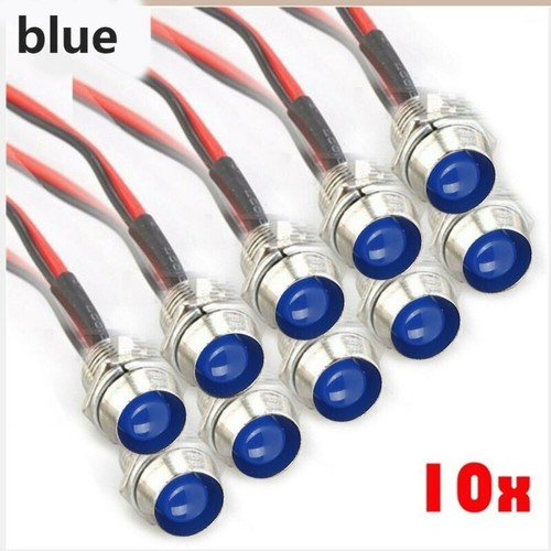 10 Pieces 8mm 12V LED Indicator Lamp Warn Light Dash Panel Car Truck Boat - Picture 2 of 7