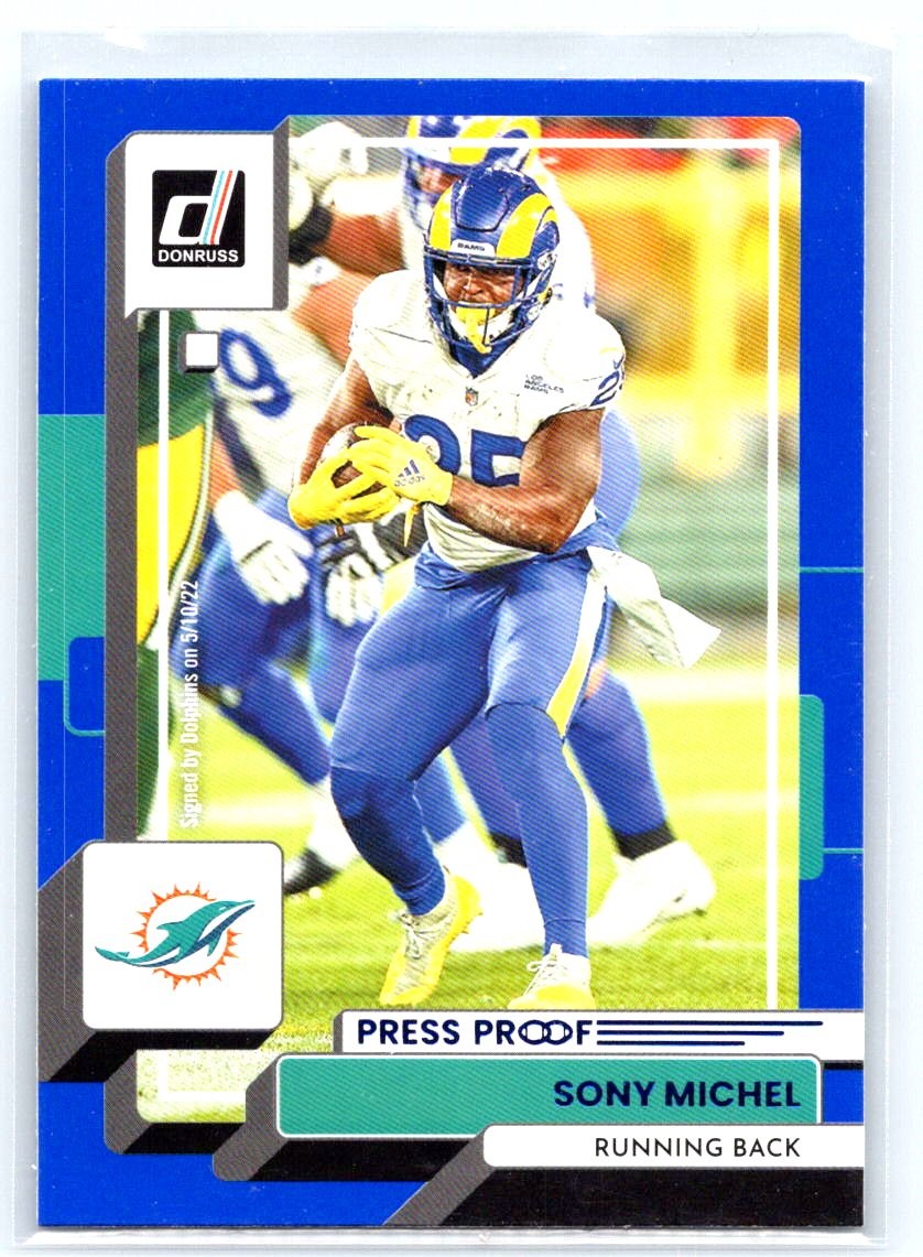 Sony Michel 2022 Donruss Press Proof Blue #16
