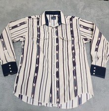 Wrangler Mens Size Large Pearl Snap Aztec Southwestern USA Western Shirt
