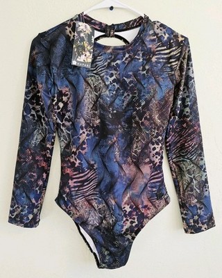 Hapari Women's Long Sleeve  One-Piece Modest Swimsuit  M Medium NWT ''Shimmer''