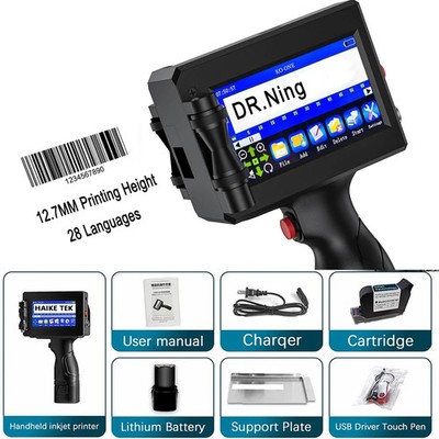 12.7mm handheld inkjet printer prints text, batch number barcode expiration date