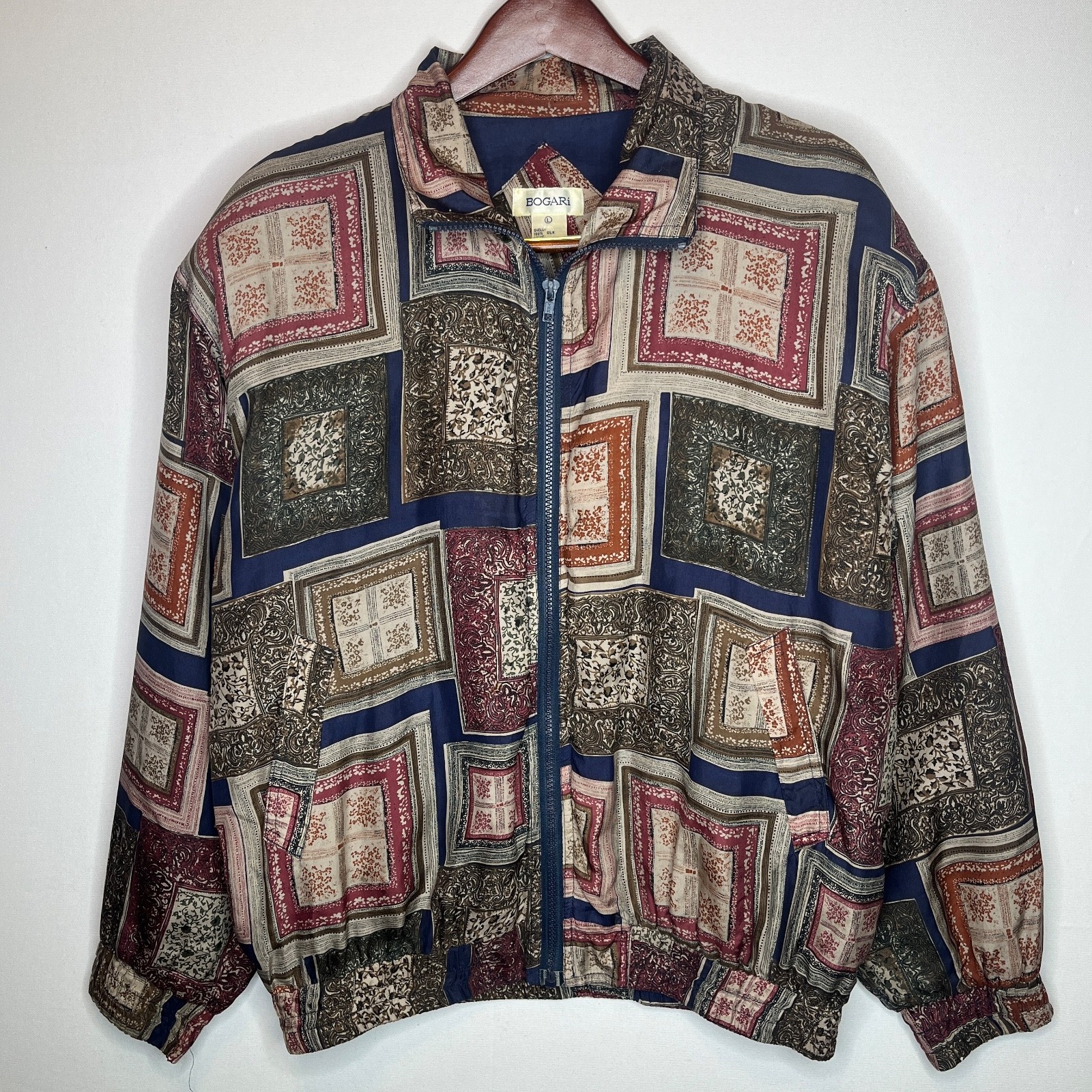 Bogari Silk Patchwork Zip Jacket Multicolor Vinta… - image 1