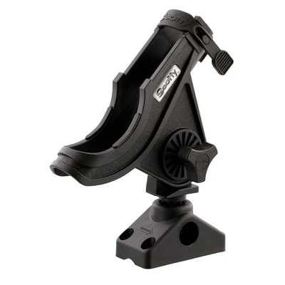 Scotty 280 Bait Caster/Spinning Rod Holder w/ 241 Deck/Side Mount - Black - Image 1 of 3