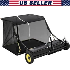 44" Tow Behind Lawn Sweeper Leaf Collector Sweeper for Lawn Grass Sweeper Debris