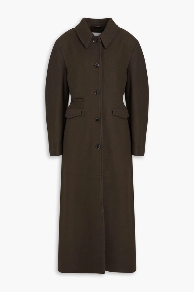 RRP €1620 NANUSHKA Long Coat Size M Wool Blend Sculpted Waist Single Breasted - Image 3 of 4