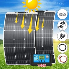 300W Watt Portable Flexible Solar Panel Kit with Controller RV Camping Off-Grid