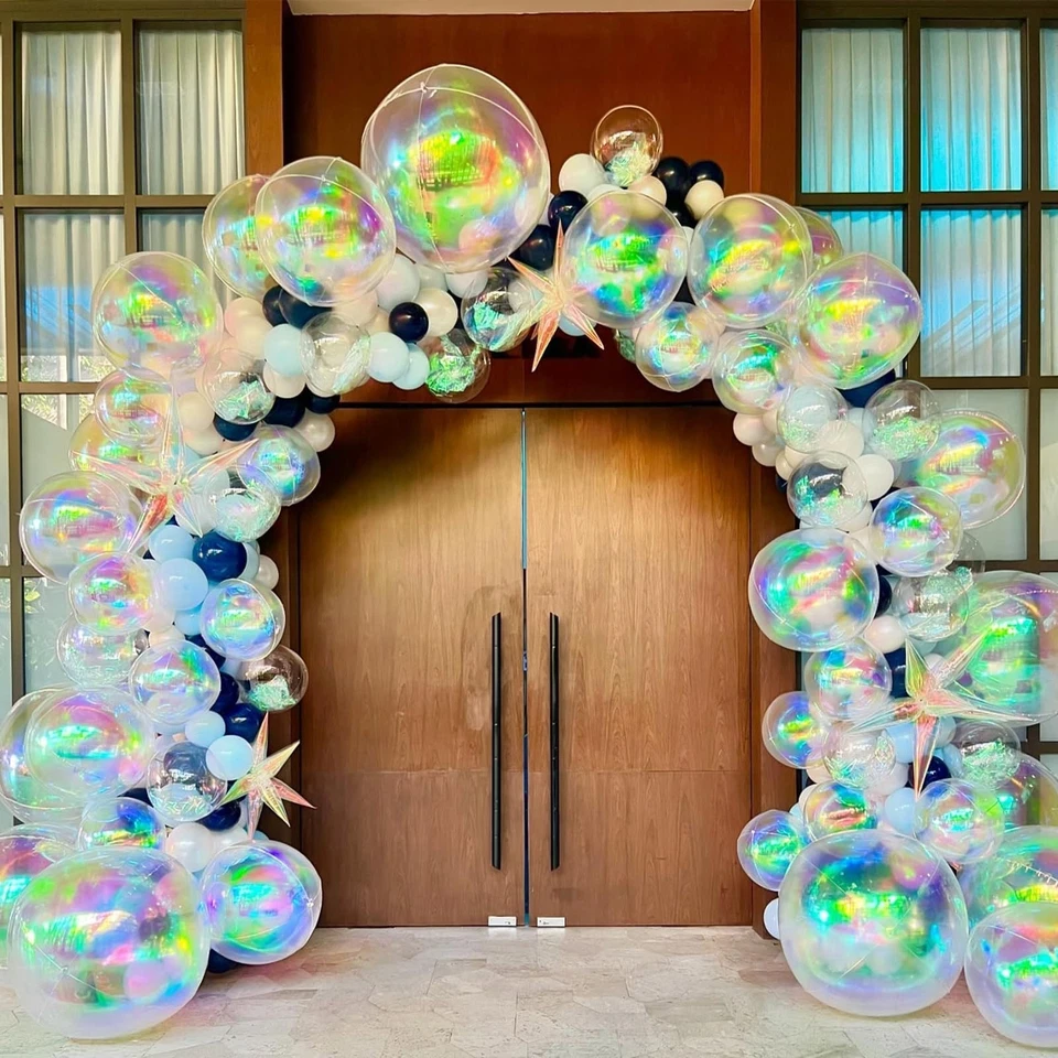 9 шт. 22-дюймовые радужные воздушные шары-звезды, прозрачные шипы конус фольга украшения для вечеринок - Изображение 4 из 4