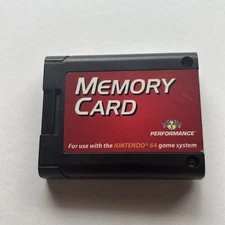 Nintendo 64 N64 Black Memory Card by Performance P-302 Tested Working
