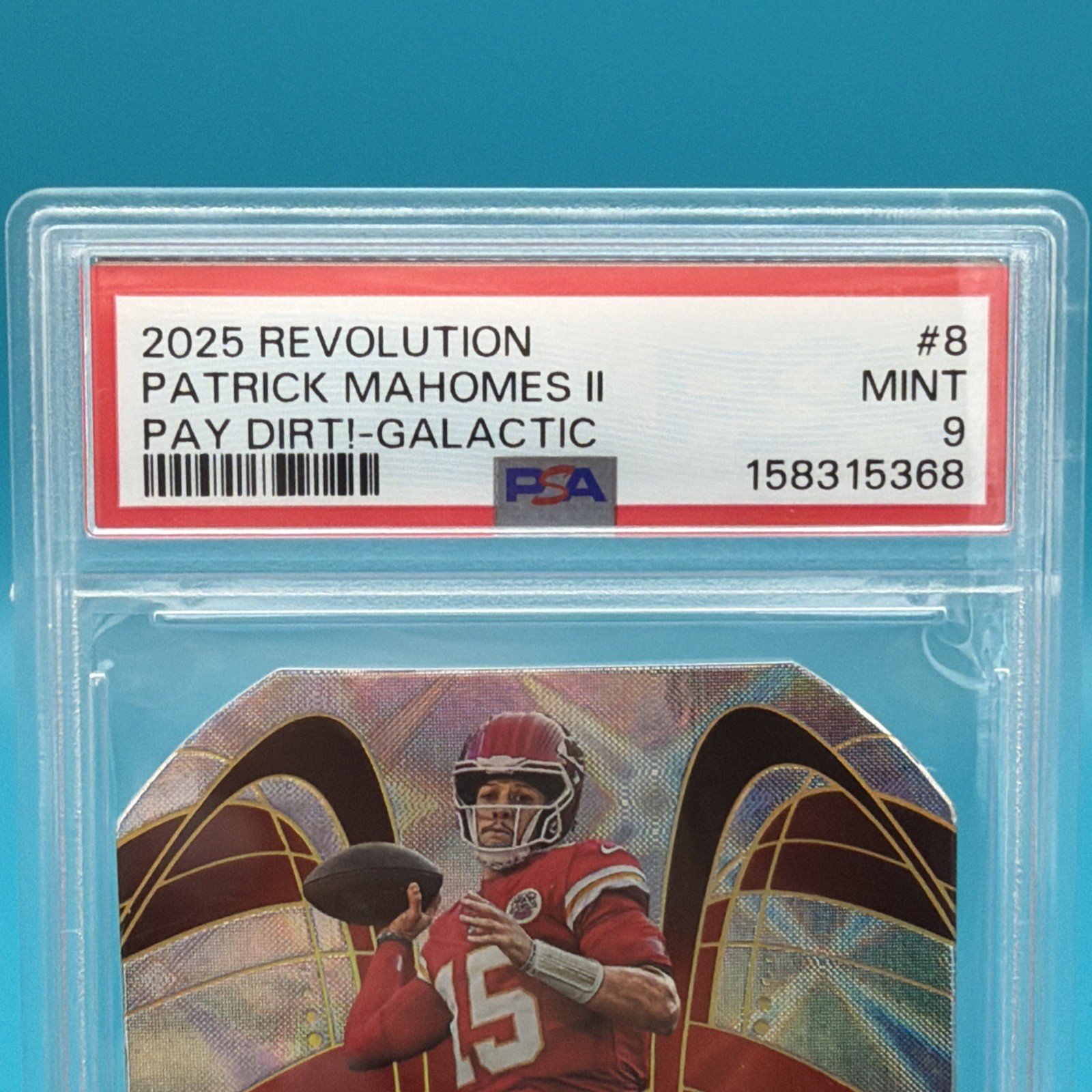 2025 Panini Revolution Pay Dirt! Patrick Mahomes II Galactic 1/2 PSA 9 🔥 RARE! view 5