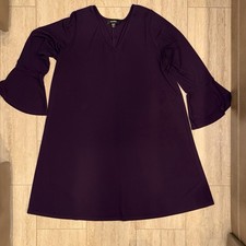 Karen Kane Bell Sleeve Taylor Swingy A-Line Dress in Eggplant Size 2X