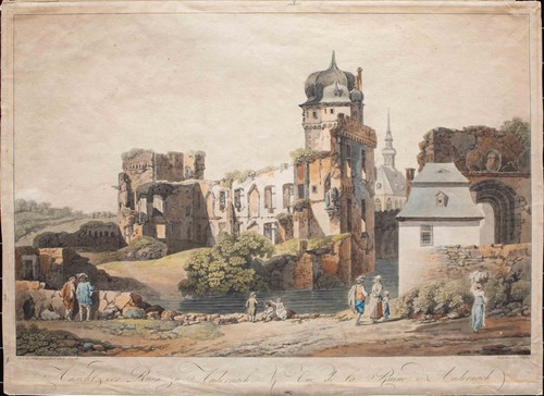Laurenz Janscha a Andernach ruinas del castillo Johann Ziegler color aguafuerte alrededor de 1790 - Imagen 2 de 4