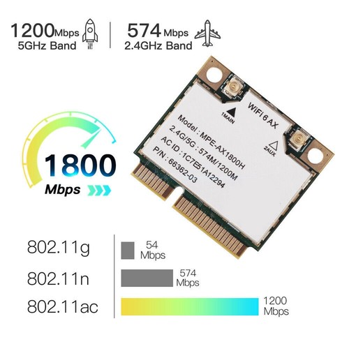 -AX1800H WiFi6 MT7921 PCI-E 2.4G/5G 574Mbps/1200Mbps Gigabit Dual Band6415 - Afbeelding 7 van 9