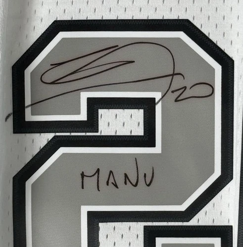 Manu Ginobili Signed Inscribed San Antonio Spurs Mitchell & Ness NBA Jersey BAS