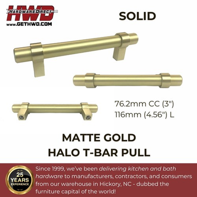 #ad Gold Cabinet Pull Modern Bar Brass Handle Kitchen Bath Knob 76mm 3quot;cc Halo $85.13