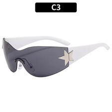 New Y2K Rimless Punk Sunglasses Goggle Women Men Luxury Brand Wrap Around.