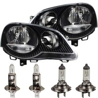 Scheinwerfer Set Satz FüR VW Polo 9N3 Bj. 05-09 Schwarz Inkl. Philips H7+H1+