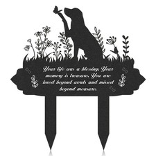 Memorial Pet Grave Markers, Metal Dog Markers Garden Grave Decorations for Ce...