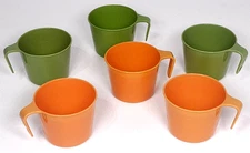 Lot 6 Vintage 80s Coleman Lantern Camping Coffee Mugs 3" Cups Plastic Cascadian